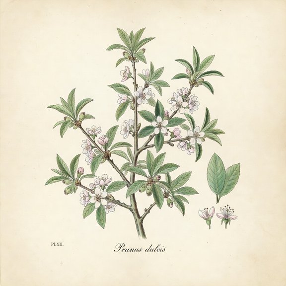 almond botanical plate