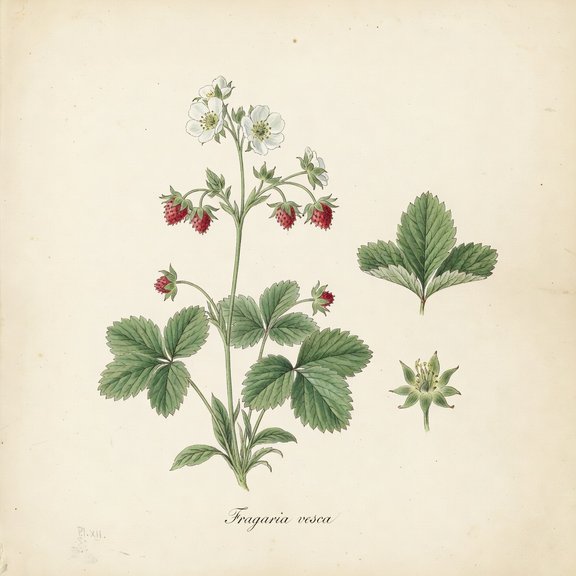 Alpine Strawberry botanical plate