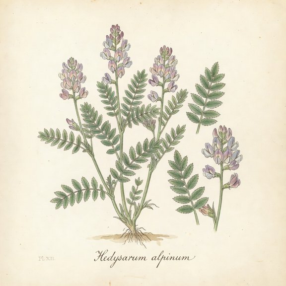 Alpine Sweetvetch botanical plate