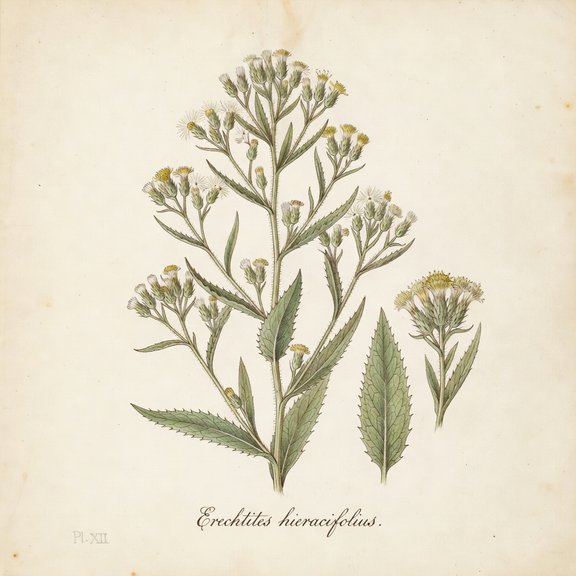 American burnweed botanical plate