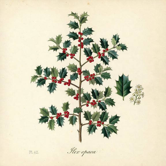 American Holly botanical plate