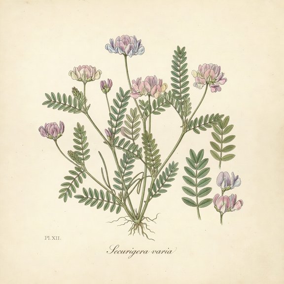 and crown vetch botanical plate