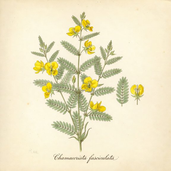 and partridge pea botanical plate