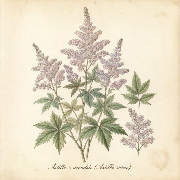 Astilbe × arendsii botanical plate