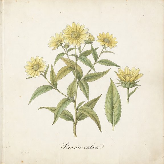 Awnless Bush Sunflower botanical plate