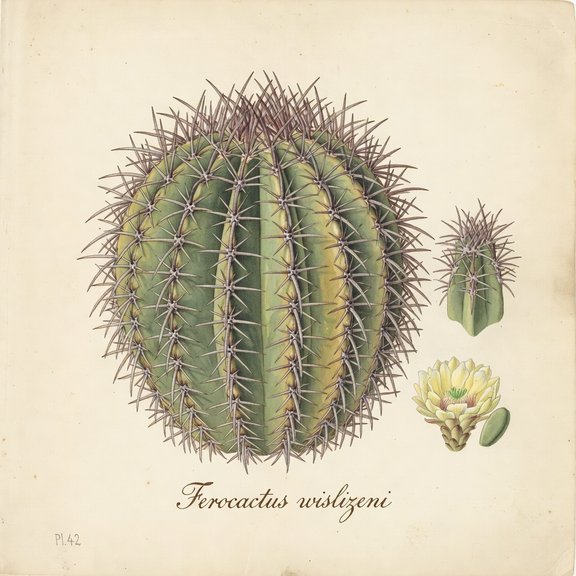 Barrel Cactus botanical plate