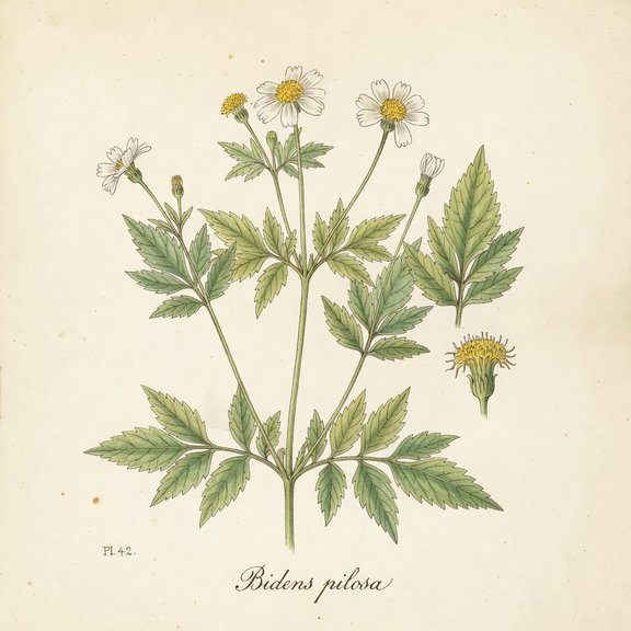 Bidens pilosa botanical plate