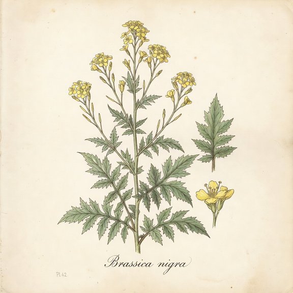 Black Mustard botanical plate