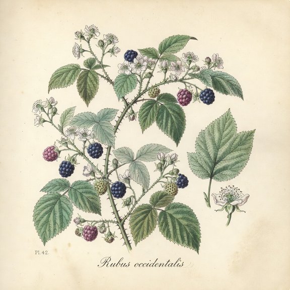 Black Raspberry botanical plate