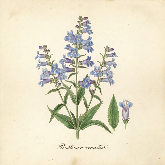 Blue Mountain Penstemon botanical plate