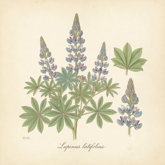 Broadleaf Lupine botanical plate