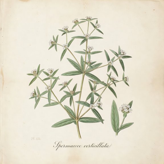 Buttonweed botanical plate