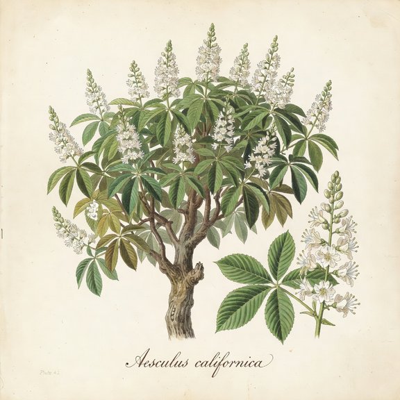 California Buckeye botanical plate