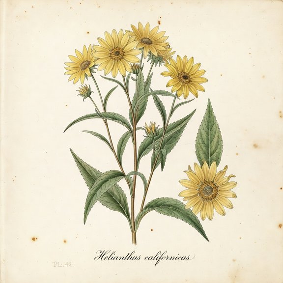 California Sunflower botanical plate