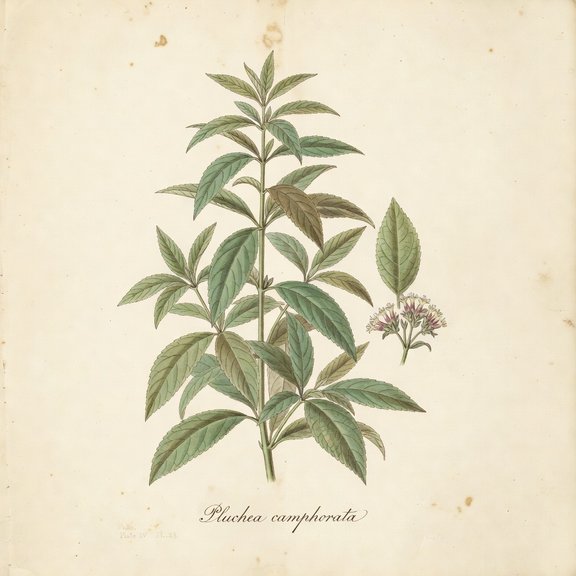 Camphor pluchea botanical plate