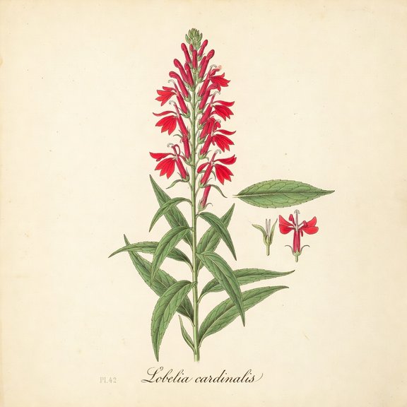 Cardinal Flower botanical plate