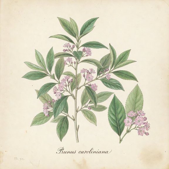 Carolina Cherry Laurel botanical plate