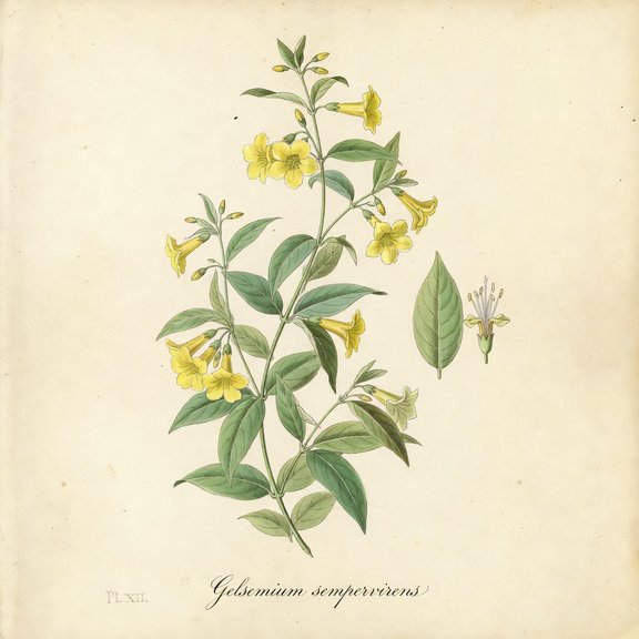 Carolina Jessamine botanical plate
