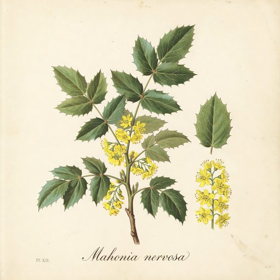 Cascade Oregon Grape botanical plate