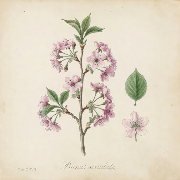 cherry blossom botanical plate