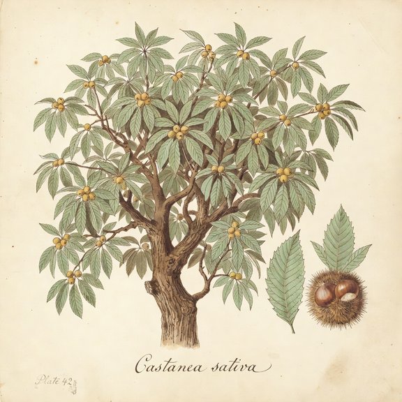 Chestnut botanical plate