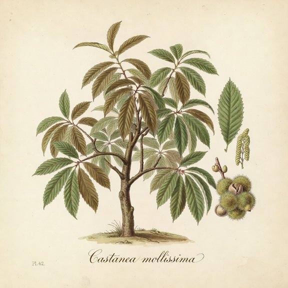 Chinese Chestnut botanical plate