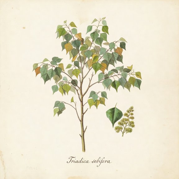 Chinese tallow tree botanical plate