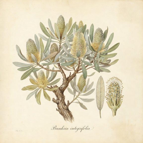 Coast Banksia botanical plate