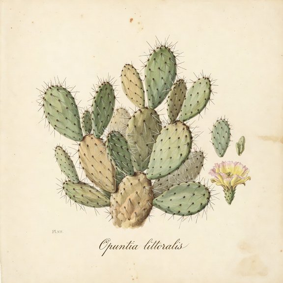 Coastal Prickly Pear botanical plate
