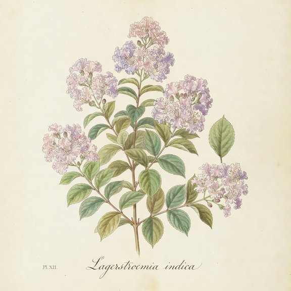 Crape myrtle botanical plate