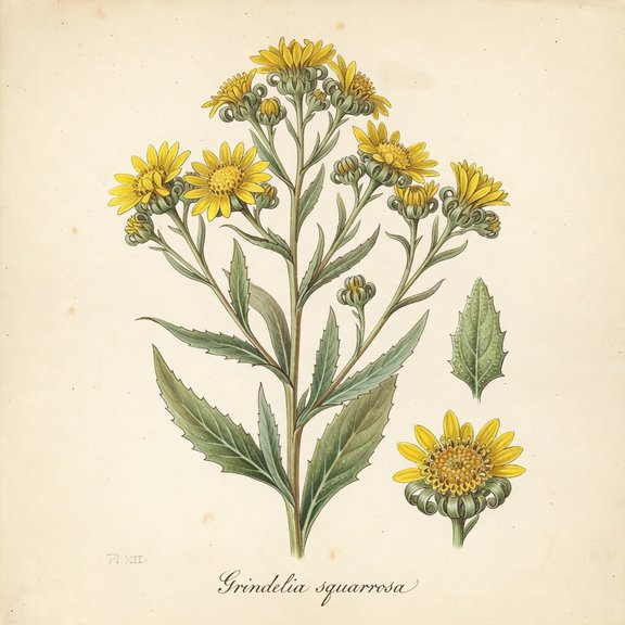 Curlycup Gumweed botanical plate