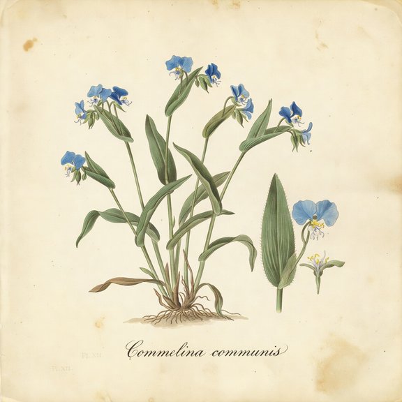 Dayflower botanical plate