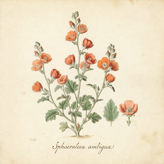 Desert globemallow botanical plate
