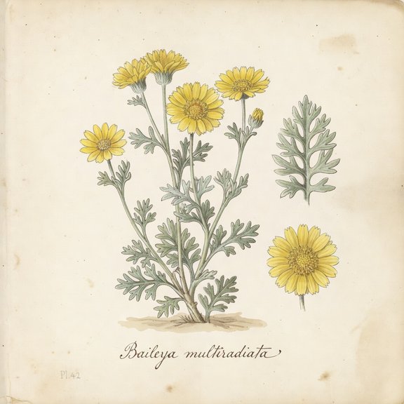 Desert marigold botanical plate