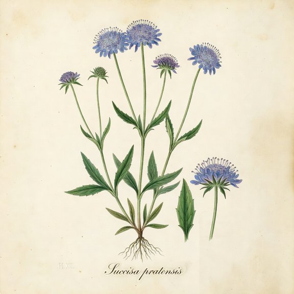 Devil's-bit Scabious botanical plate