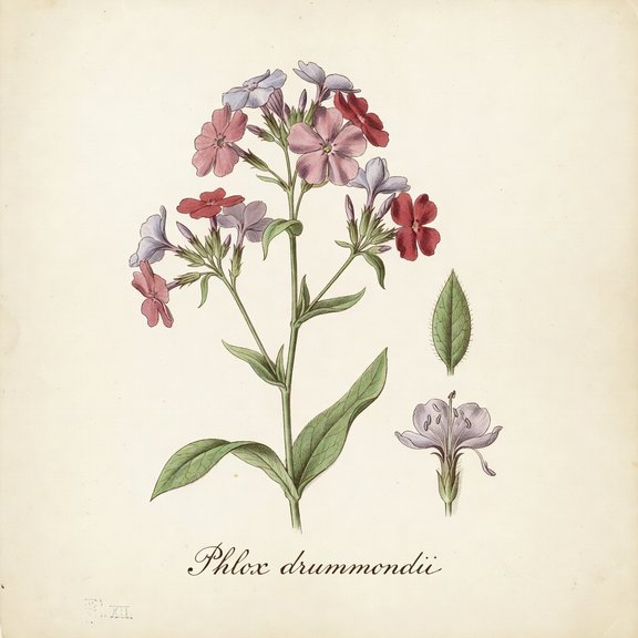 Drummond's Phlox botanical plate