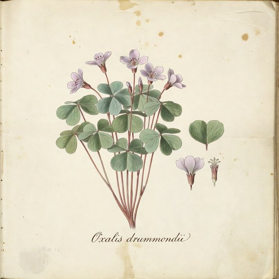 Drummond's woodsorrel botanical plate
