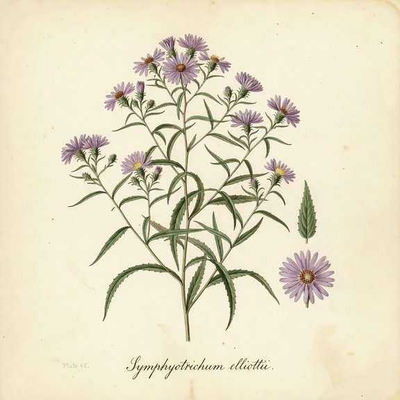 Elliott's Aster botanical plate
