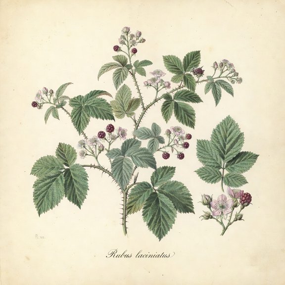 Evergreen Blackberry botanical plate