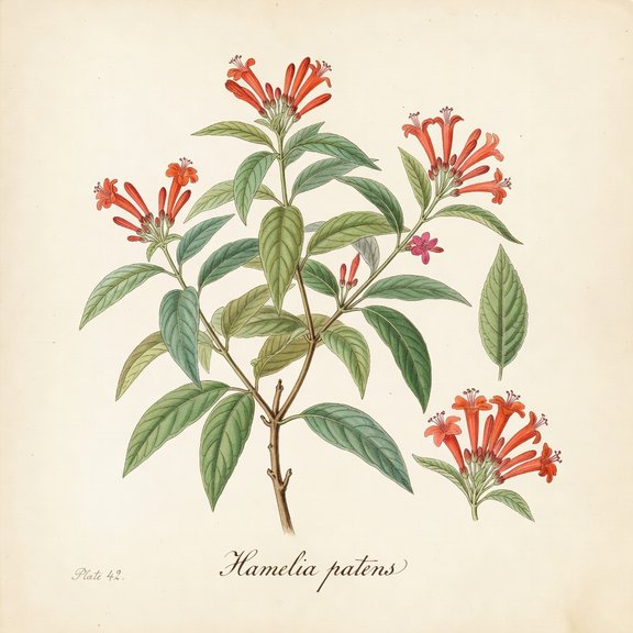 Firebush botanical plate