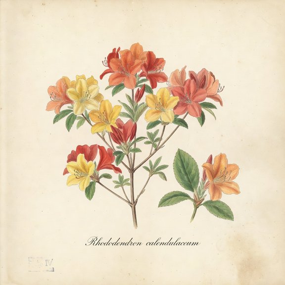 Flame Azalea botanical plate