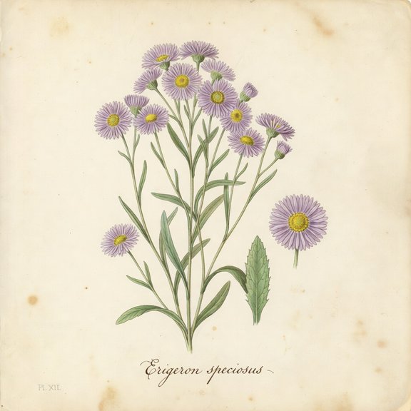 Fleabane Daisy botanical plate