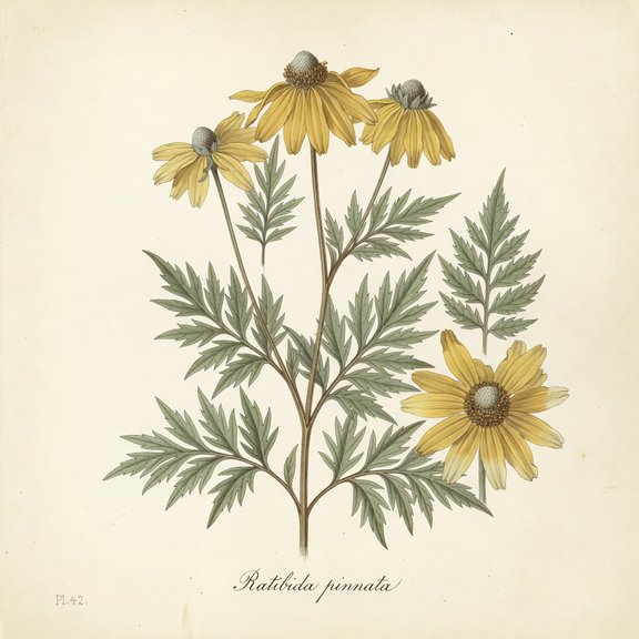 Gray-headed Coneflower botanical plate