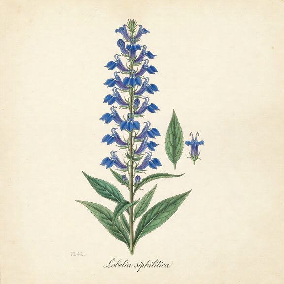 Great Blue Lobelia botanical plate