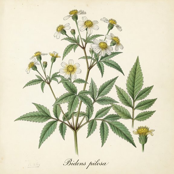 Hairy Beggarticks botanical plate