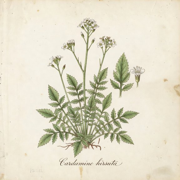 Hairy Bittercress botanical plate
