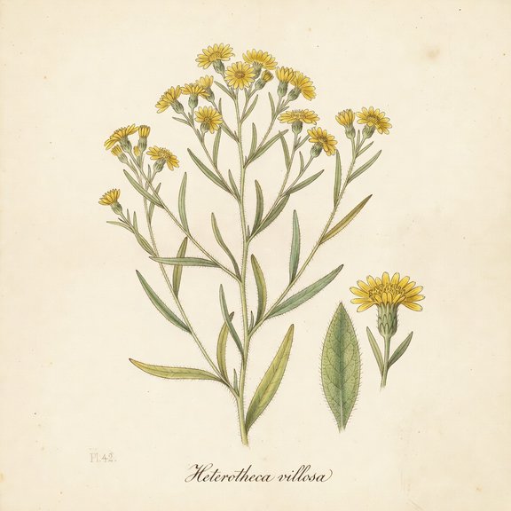 Hairy Golden Aster botanical plate