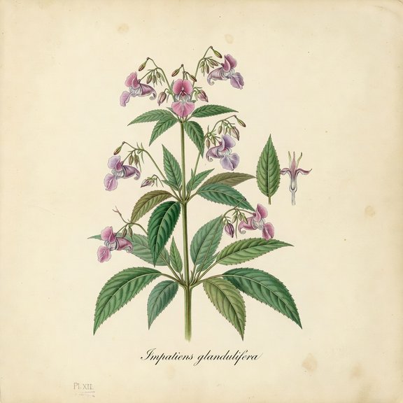 Himalayan Balsam botanical plate
