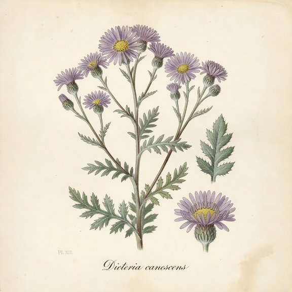 Hoary Tansyaster botanical plate