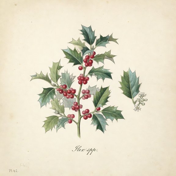 Holly botanical plate